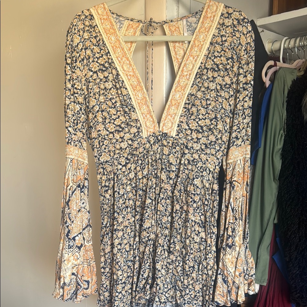 Floral Bohemian Dress with Bell Sleeves